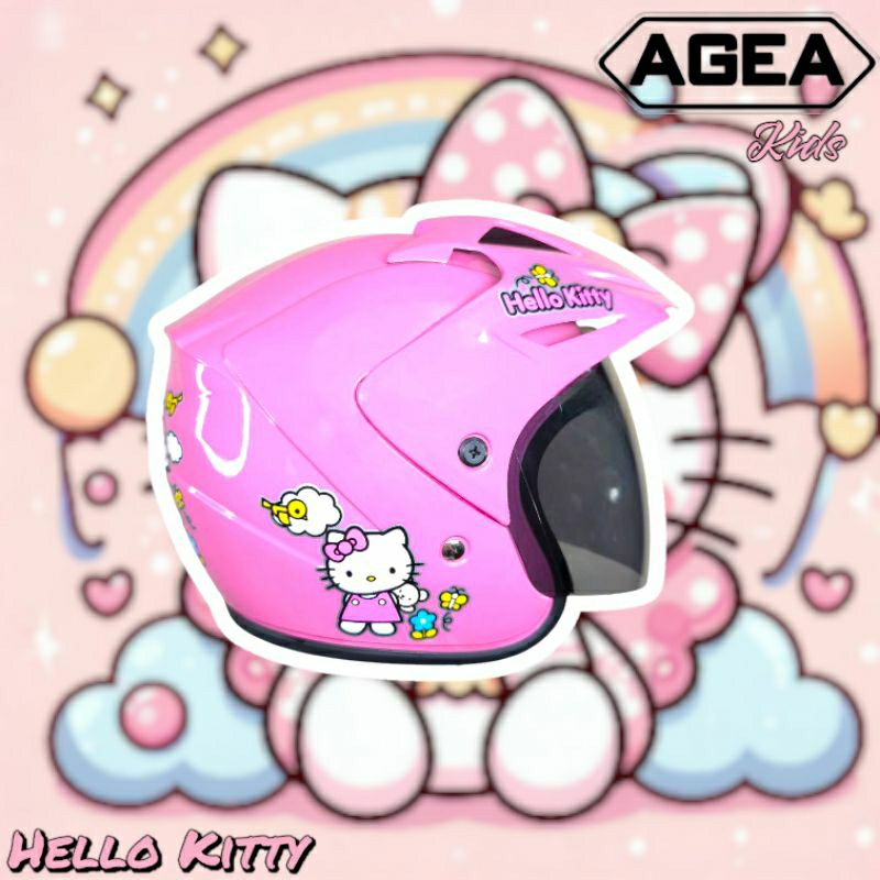 Helm Anak Perempuan Motif Hello Kitty AGEA Helm
