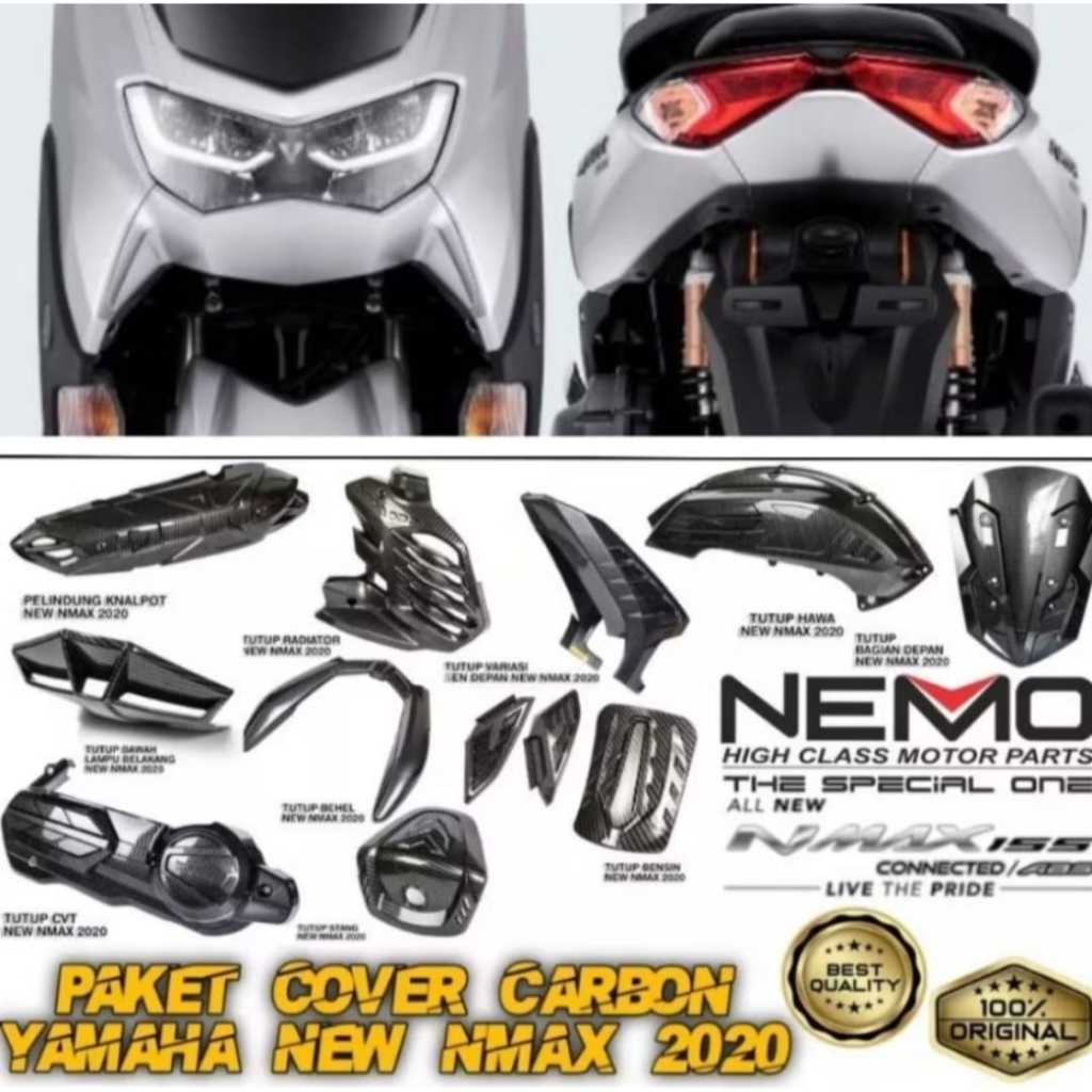 TJS-aksesoris Cover carbon Nemo Cvt Filter Hawa Pijakan Body Cover Lampu Bawah Winglet Dasbor Radiat