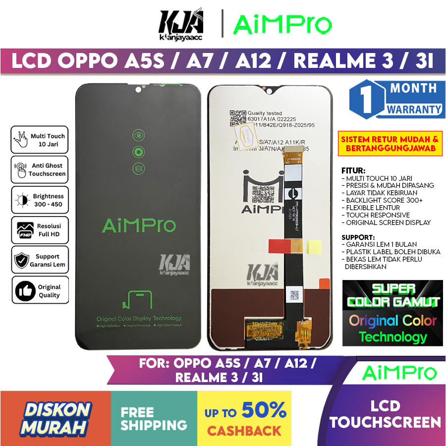 ❤️ LCD Original ❤️ Realme 3 RMX1821 / Oppo A7 / Oppo A5S / Oppo A12 / Oppo A11K LCD Touchscreen Hp O