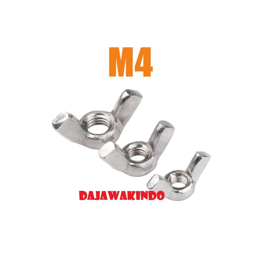 Wing Nut M4 / Mur Kuping M4 / Mur Kupu Kupu M4 / Stainless 304