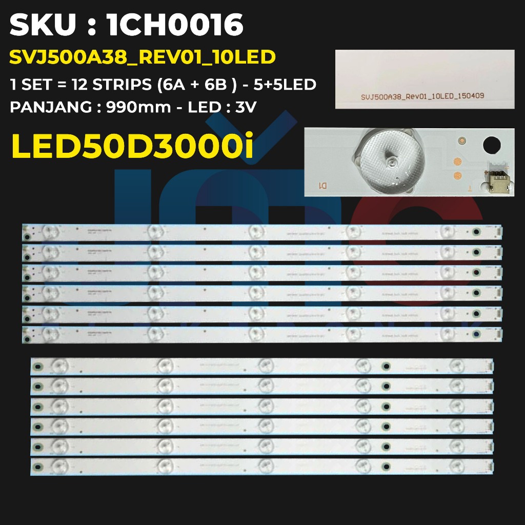 Backlight TV Changhong 50 Inch LED50D3000i 50D3000i SVJ500A38_REV01_10LED