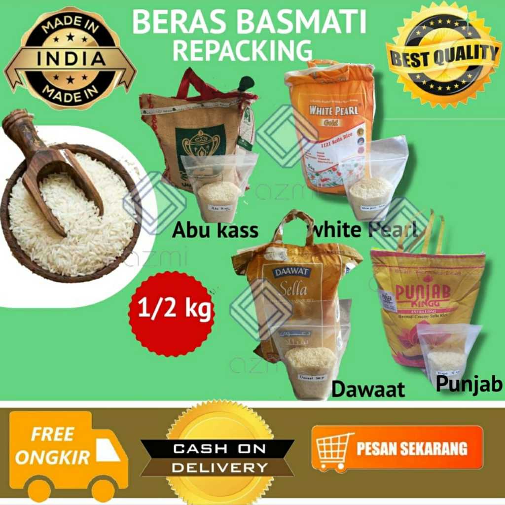 

Beras Basmati Dawaat abu kass white pearl 1/2kg 0,5kg 0,5 kg 500gr Premiium Quality bukan beras Curah!!!!