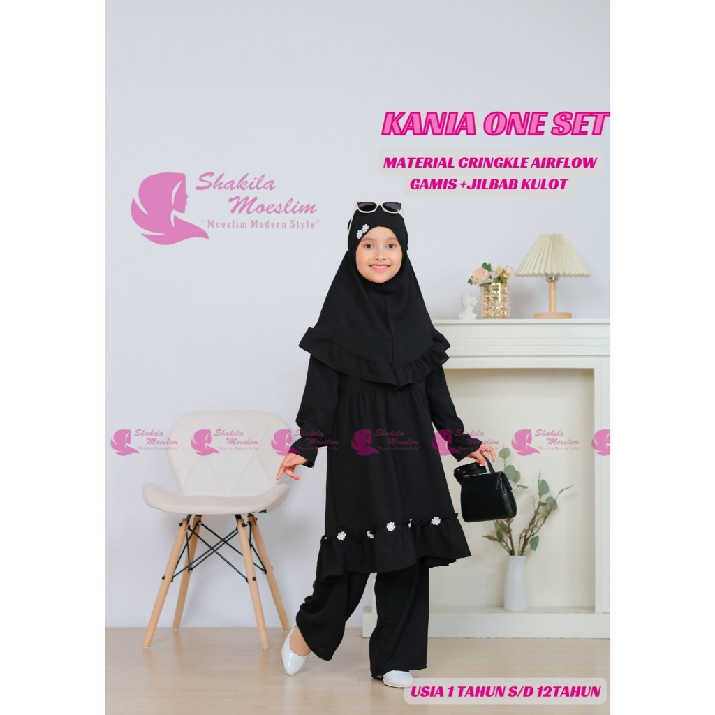 Kania One Set Baju Anak Putih Baju Manasik Haji Set Hijab Bahan Crinkle Airflow Premium