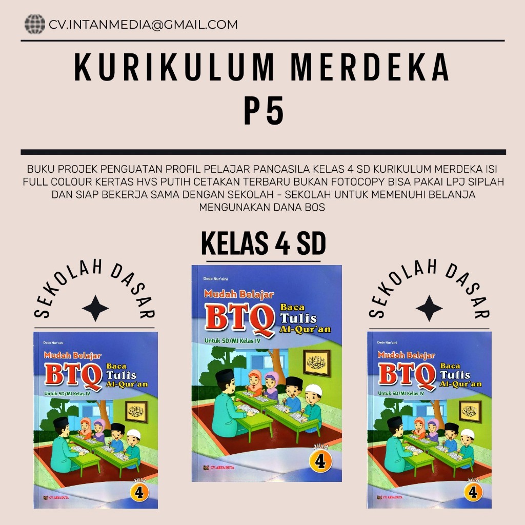 Buku BTQ ( Baca Tulis Al-Qur'an ) kelas 4 sd/mi