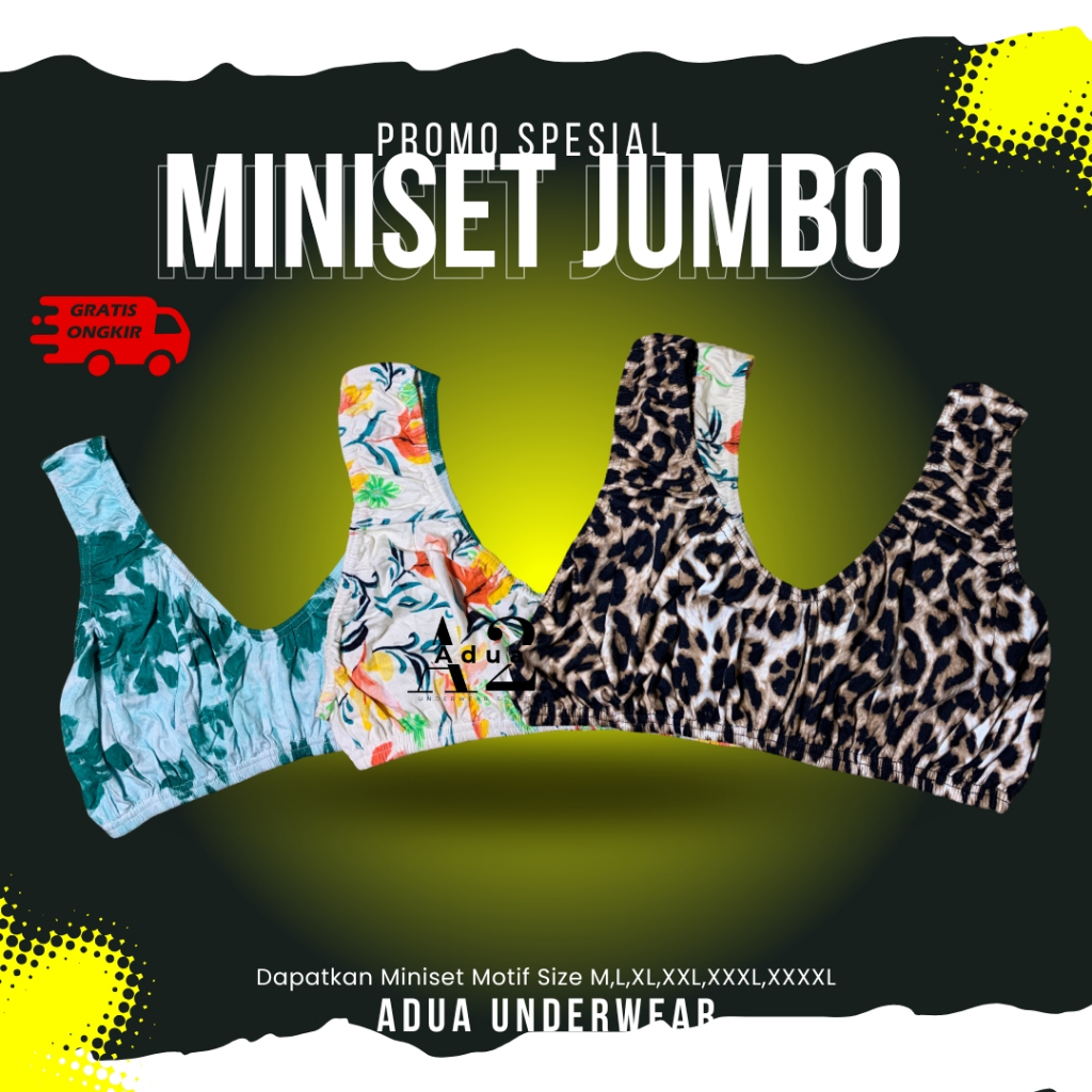 MINISET JUMBO SIZE XXXL BIGSIZE OVERSIZE MUAT SAMPAI LD 140CM BAHAN PREMIUM (BUKAN PERCA)