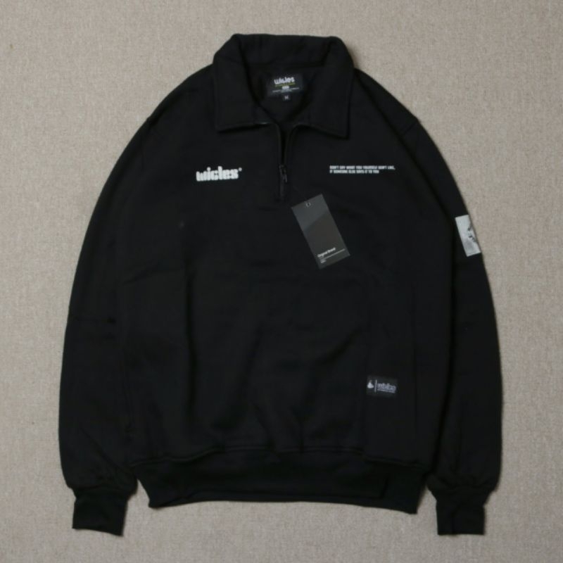 WICLES- Jaket halfzipper small emblem black