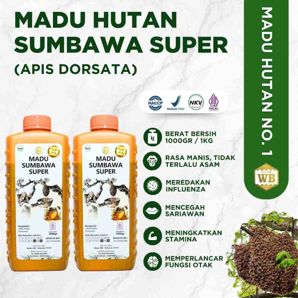 

WB Wild Bee - Paket Hemat Bundling 2 Pcs Madu Sumbawa Super / Lebah Apis Dorsata -Wild Bee - Beli 10 Gratis 1