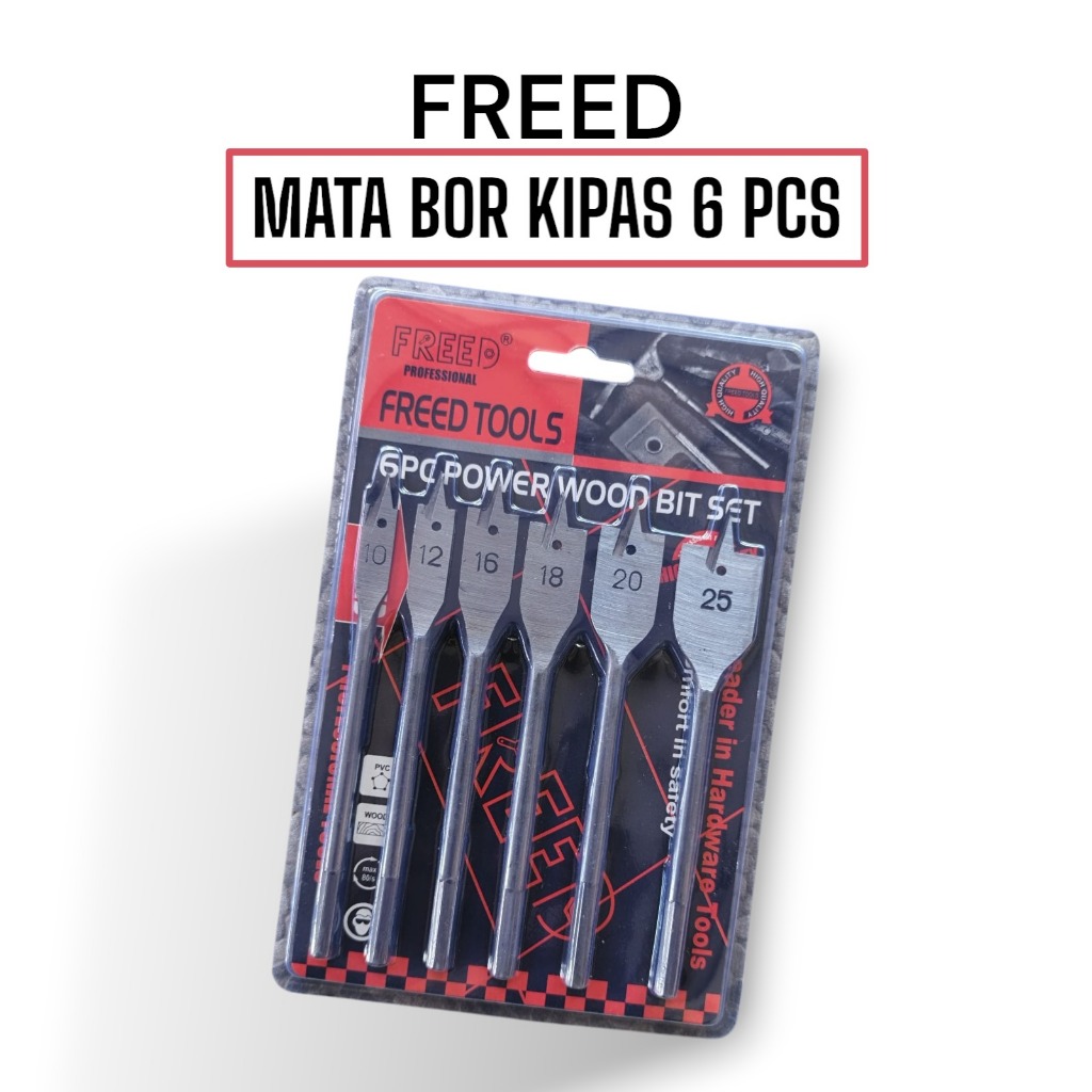 FREED Mata Bor Kayu Kipas Set ISI 6PCS/MATA BOR PELUBANG KUNCI/MATA BOR LUBANG KAYU/Mata Bor Kayu