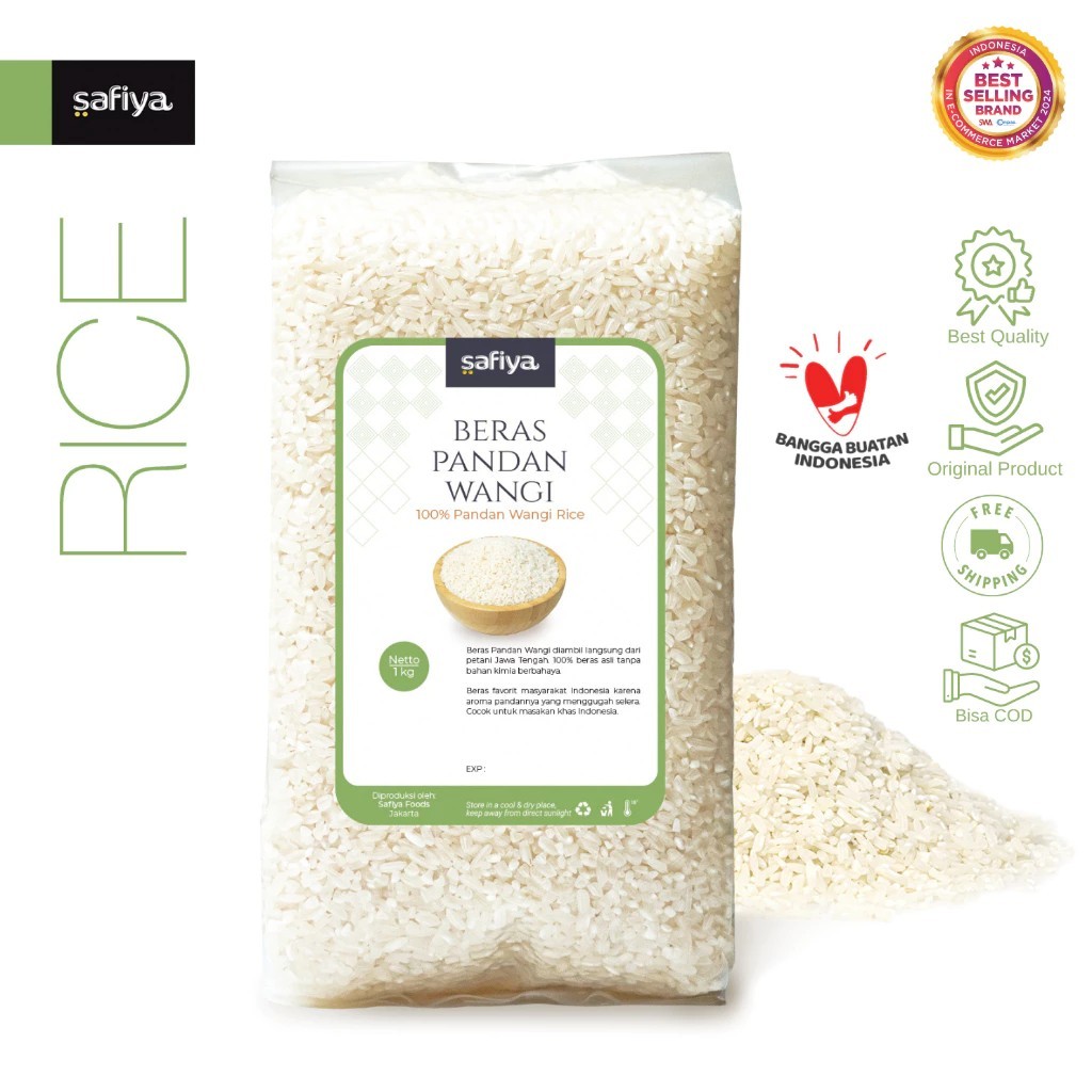 

Safiya Beras Organik 1 Kg Pandan Wangi Premium