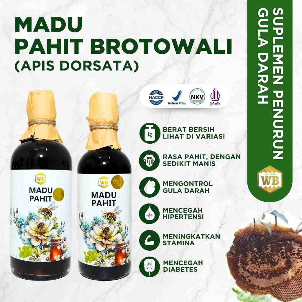 

WB Wild Bee - Madu Pahit Brotowali /Lebah Apis Dorsata - Wild Bee - Kemasan Ekonomi Beli 10 Gratis 1