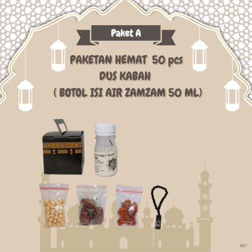 

50 Pcs Paketan Hemat tasbih KABAH Oleh Oleh Haji Dan Umroh (Botol Air Zamzam 50 Ml)