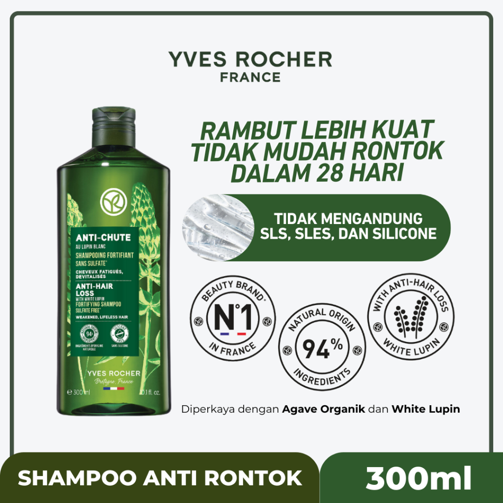 Yves Rocher Anti-Hair Loss Fortifying Shampoo 300 ml - Shampo Anti Rontok | Shampo Anti Hair Fall | 