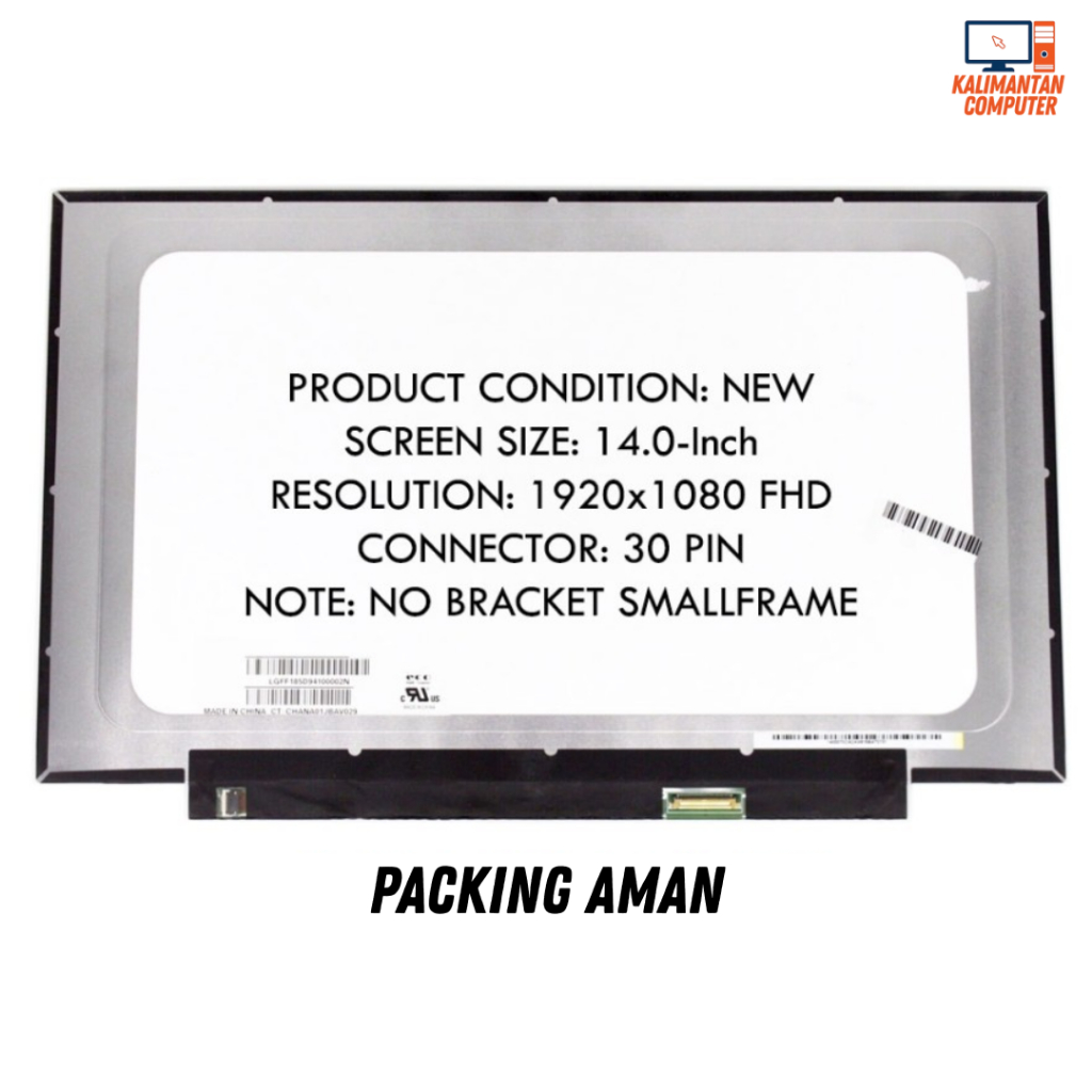 LCD 14.0 INCH 30 PIN SLIM FULL HD SMALL FRAME TANPA BRACKET BAUT