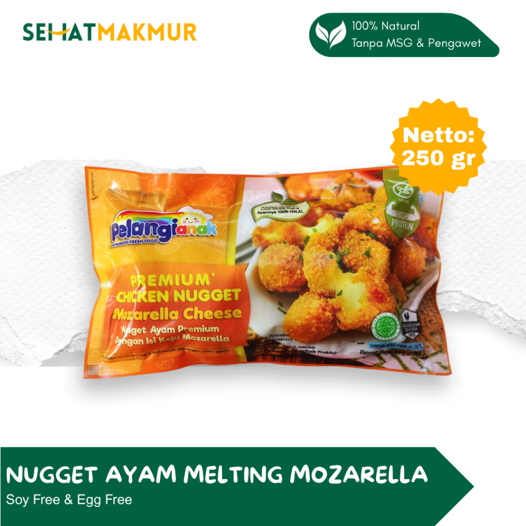 

Pelangi Healthy Frozen Food - Nugget Ayam Melting Mozarella (Nugget Sehat Tanpa MSG & Pengawet)