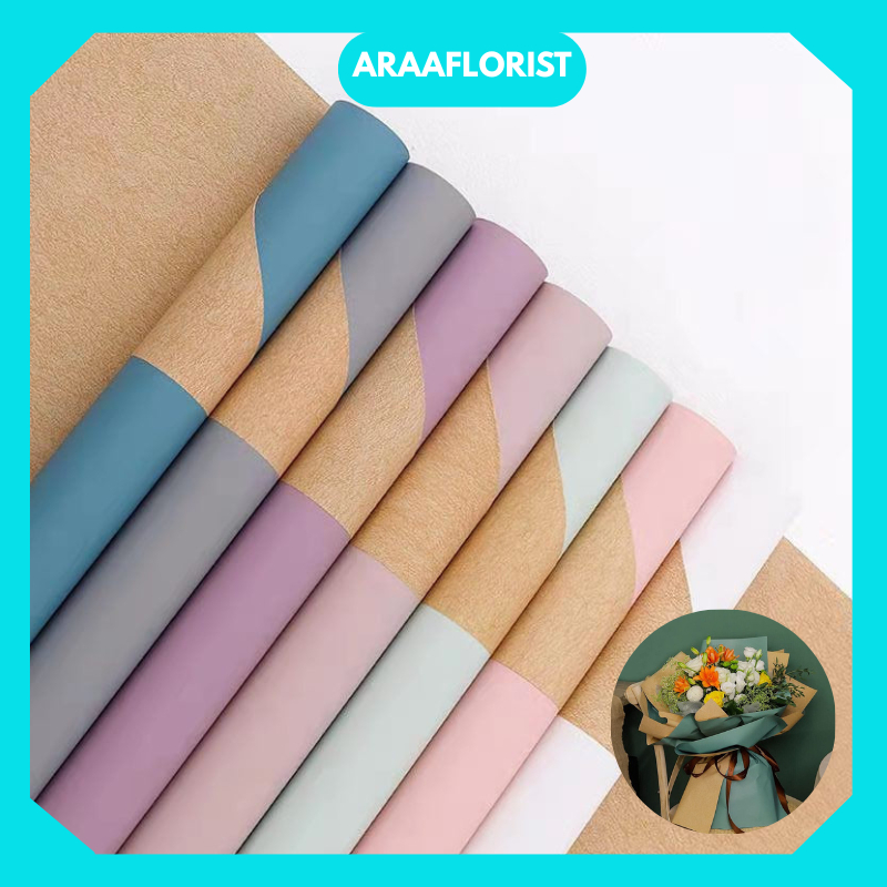

KB035 20 LEMBAR Flower Wrapping Paper Bicolor Vintage Cellophane Florist Kertas Buket