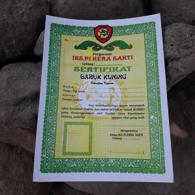 

SERTIFIKAT SABUK KUNING