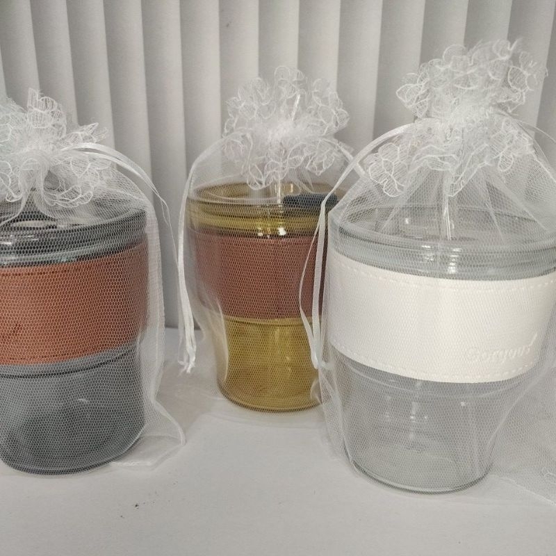 GELAS SEDOTAN KACA AESTHETIC KEMAS KAIN TILE SOUVENIR