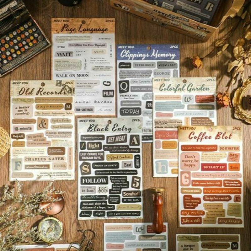 

2Pcs Stiker VINTAGE ENGLISH TITTLE Series Duco Planner || Stiker Jurnal