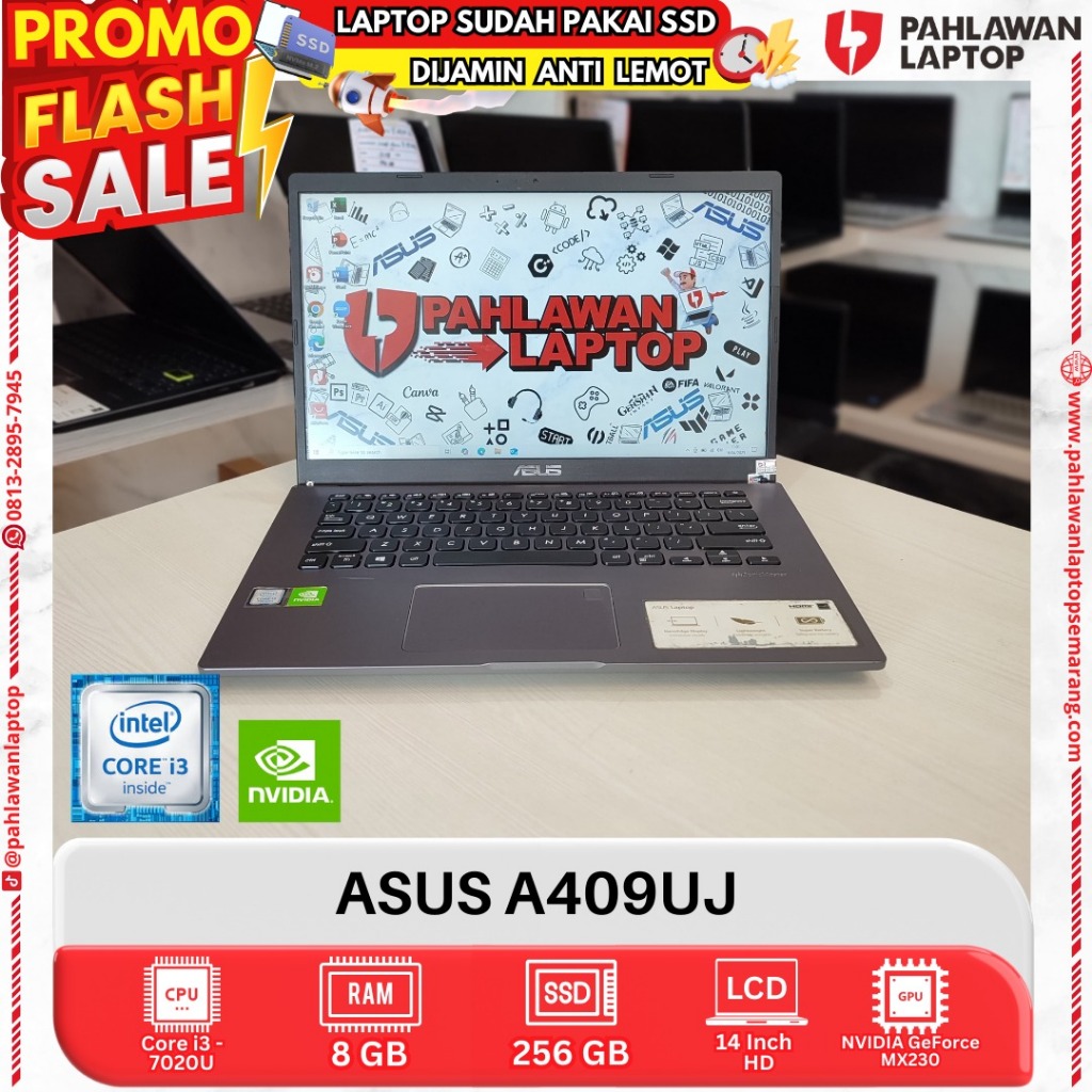 LAPTOP ASUS A409UJ CORE i3 GEN 7 RAM 8GB SSD 256GB