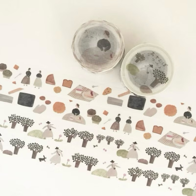 

[Sample per meter] Necktie Washi Tape - beautiful moon . hey bear . mountain sketch . walking course . delicious snacks . expo . little bread . farm people