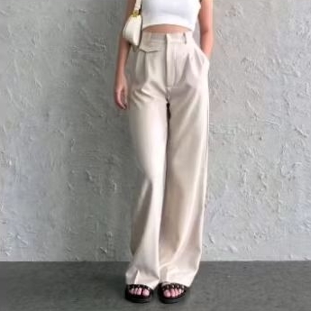 PRELOVED Oro Pants Highwaist Ivory | Celana Kulot | Highwaist | Oro Pants | Loose Pants