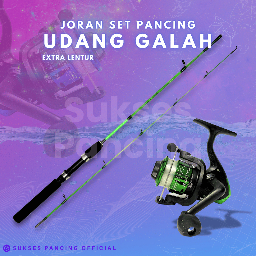 Joran Set Pancing Lentur Reel Dengan Free Senar Sambung Dua Udang Extra Lentur