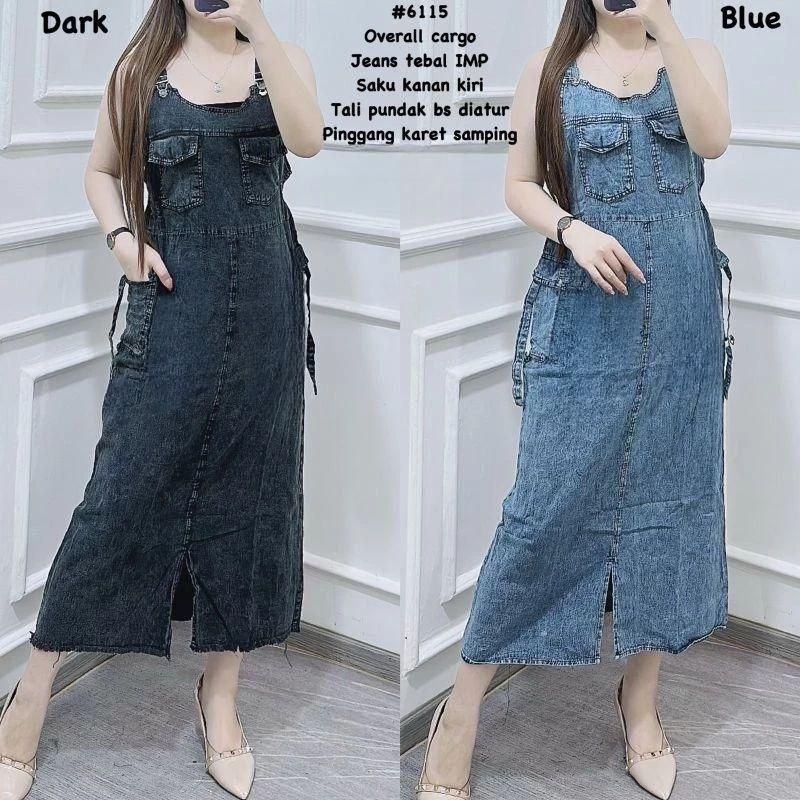 Cargo Overall Jeans Wanita Dress Baju Kodok Muslim