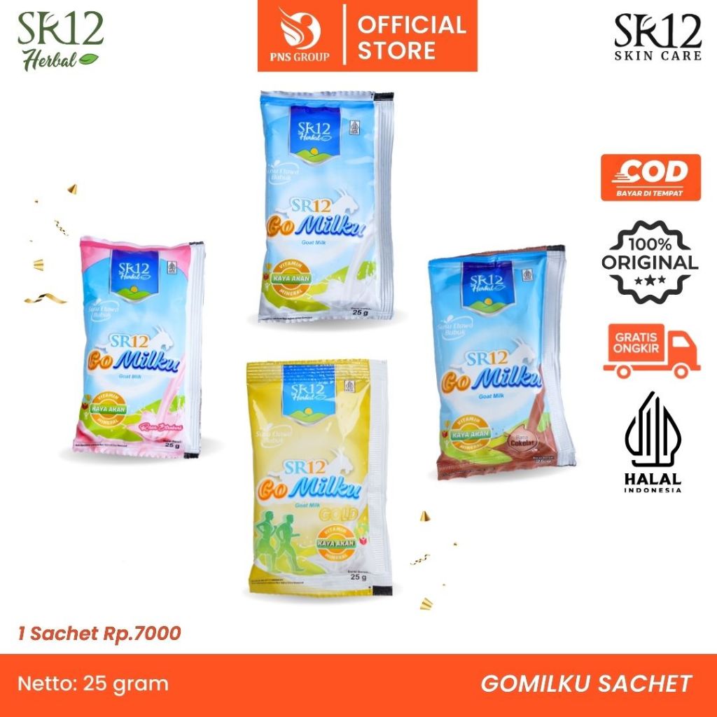 

Gomilku SR12 Susu Kambing - Gomilku Susu Etawa Kualitas Premium - Goat Milku Bubuk Tanp Gula BPOM - saset/sachet