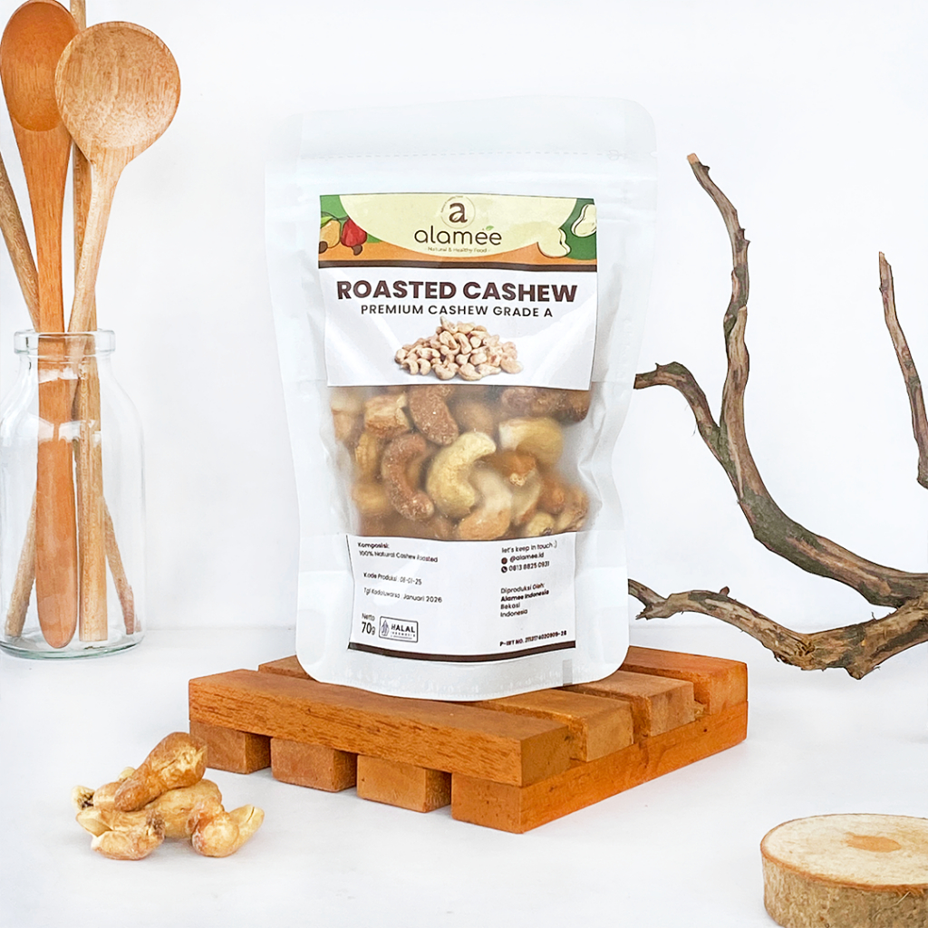 

ALAMEE Roasted Cashew Organic Kacang Mede Panggang Organik Mete Mente Oven Matang Premium Mini 70gr