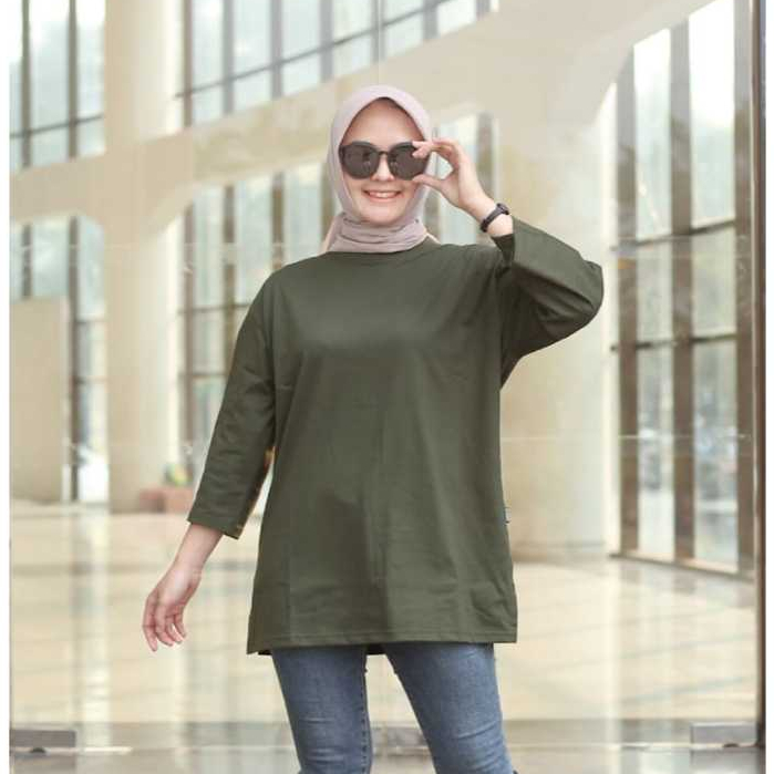 KAOS POLOS OVERSIZE WANITA | KAOS CEWEK | KAOS LENGAN 3/4 | ATASAN WANITA