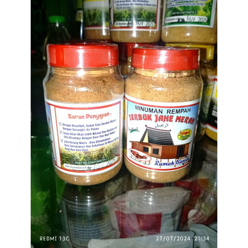 

Minuman Rempah Serbuk Jahe Merah plus gula - kemasan toples 200gr