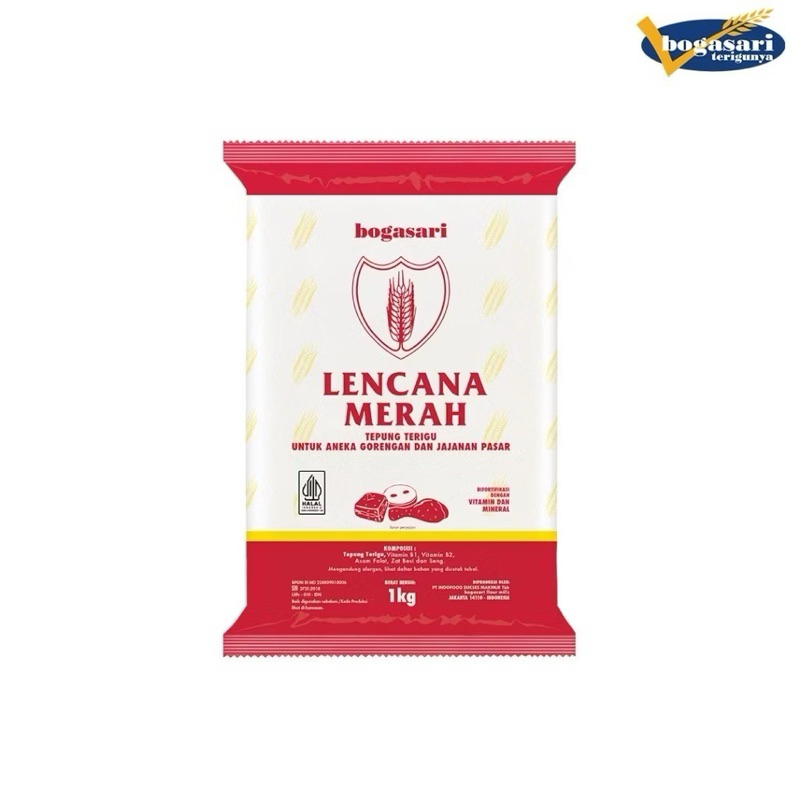 

Tepung Terigu Bogasari Lencana Merah 1kg