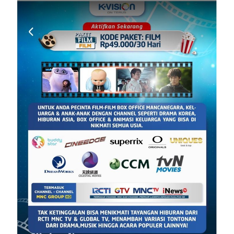 K-VISION FILM PAKET FILM (30 hari) KVISION