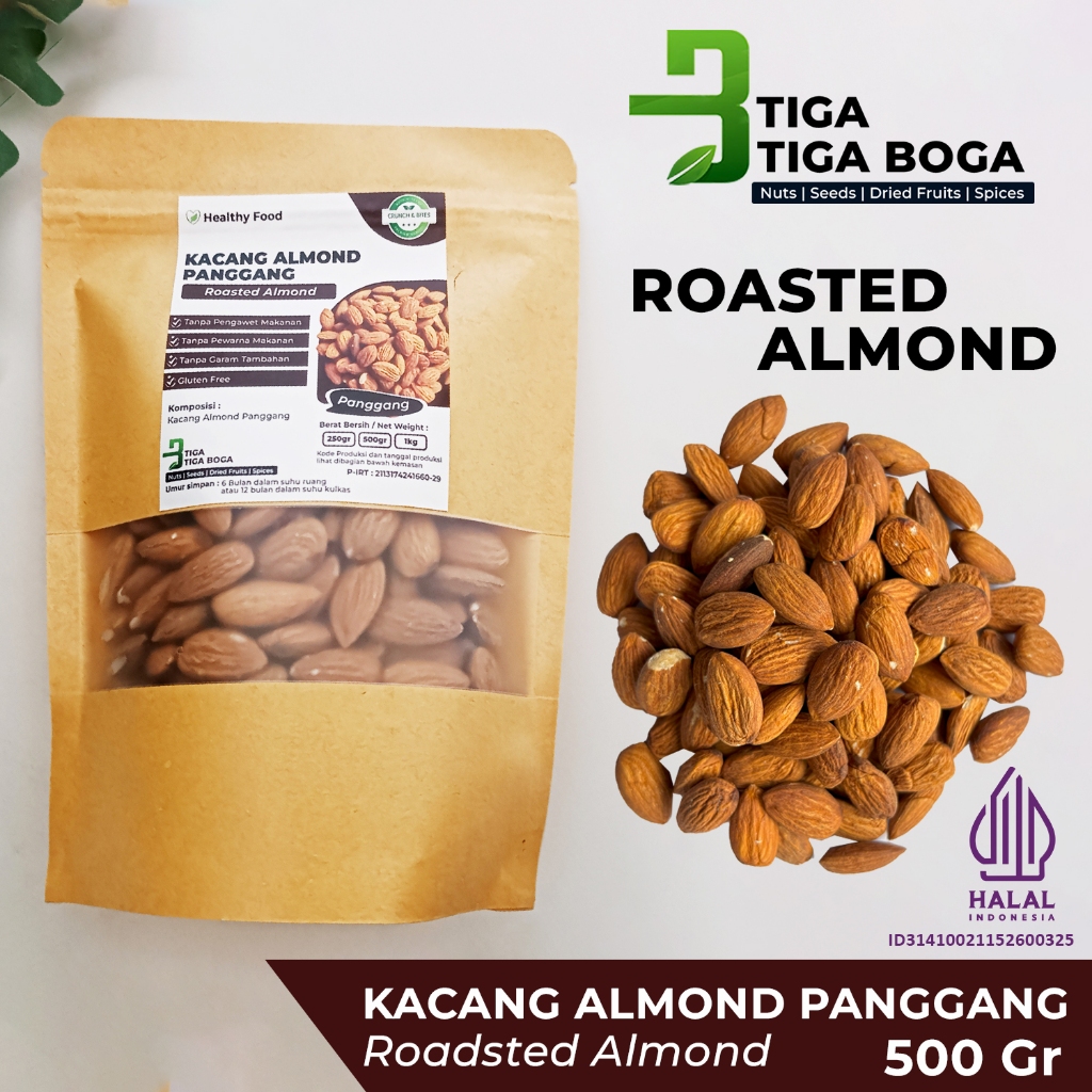 

Kacang Almond Panggang 500 Gram / Roasted Almond Nuts USA
