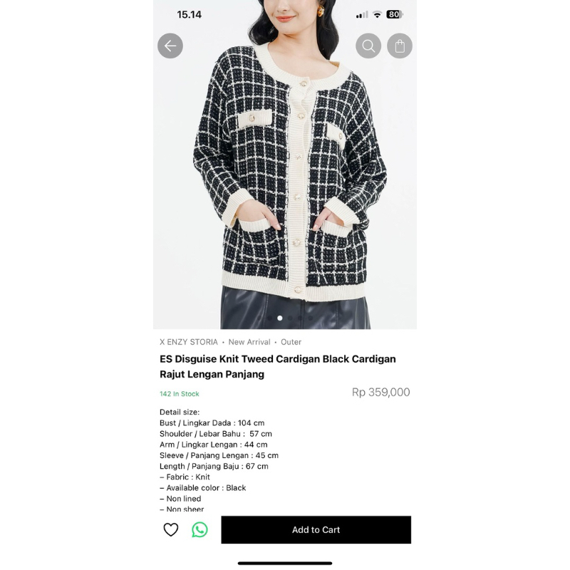 Knit Tweed cardigan rajut lengan panjang this is april x Enzy Storia