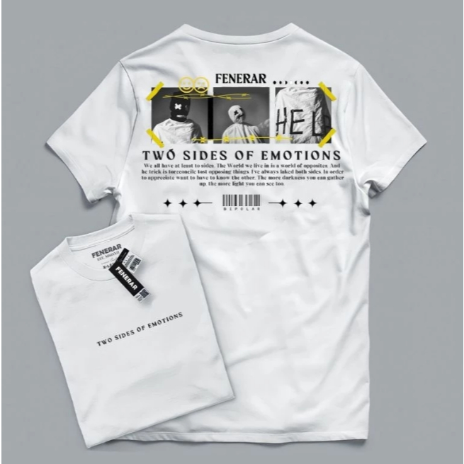 Kaos Distro / Kaos Distro  / Kaos Pria Wanita / T-Shirt Bipolar Putih