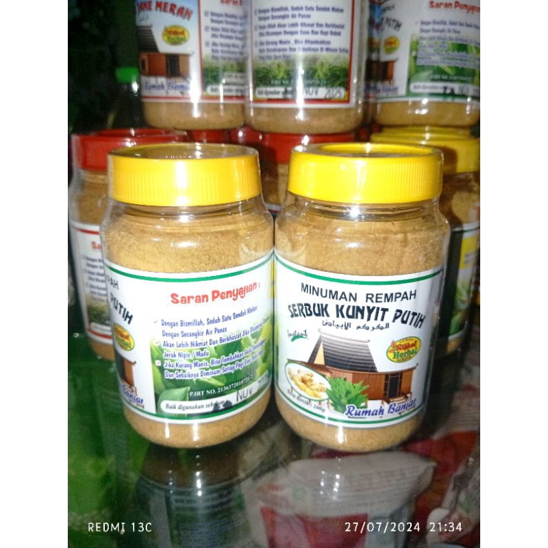 

Minuman Rempah Serbuk Kunyit Putih Plus Gula - kemasan toples 200gr