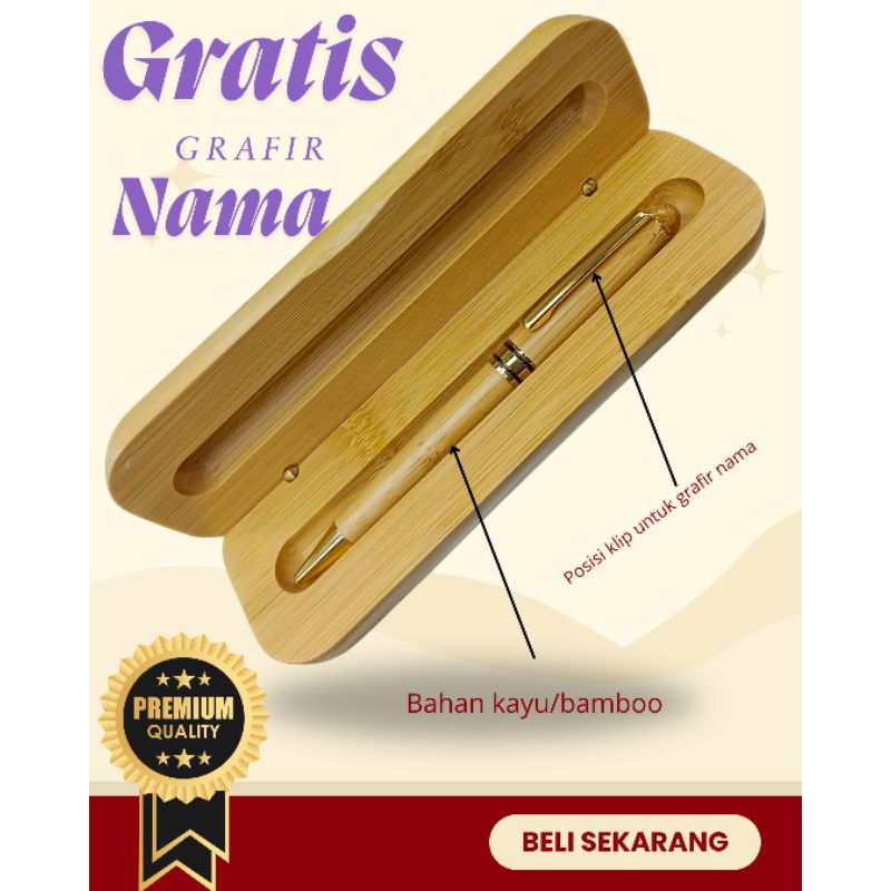 

pulpen bolpoin mewah kayu bambu exclusive gratis grafir nama cocok utk souvenir promosi kado
