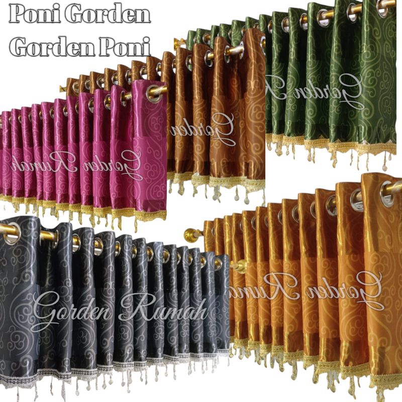 Poni Gorden Jendela Atas Pintu Kupu Tarung Glossy Dove Renda Manik Mewah Bahan Blackout Tebal