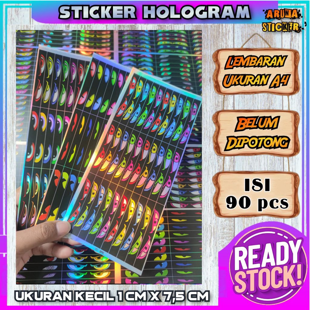 

90/30 PC STIKER STROBO MATA MINIATUR BUS Bahan Hologram Anti Air