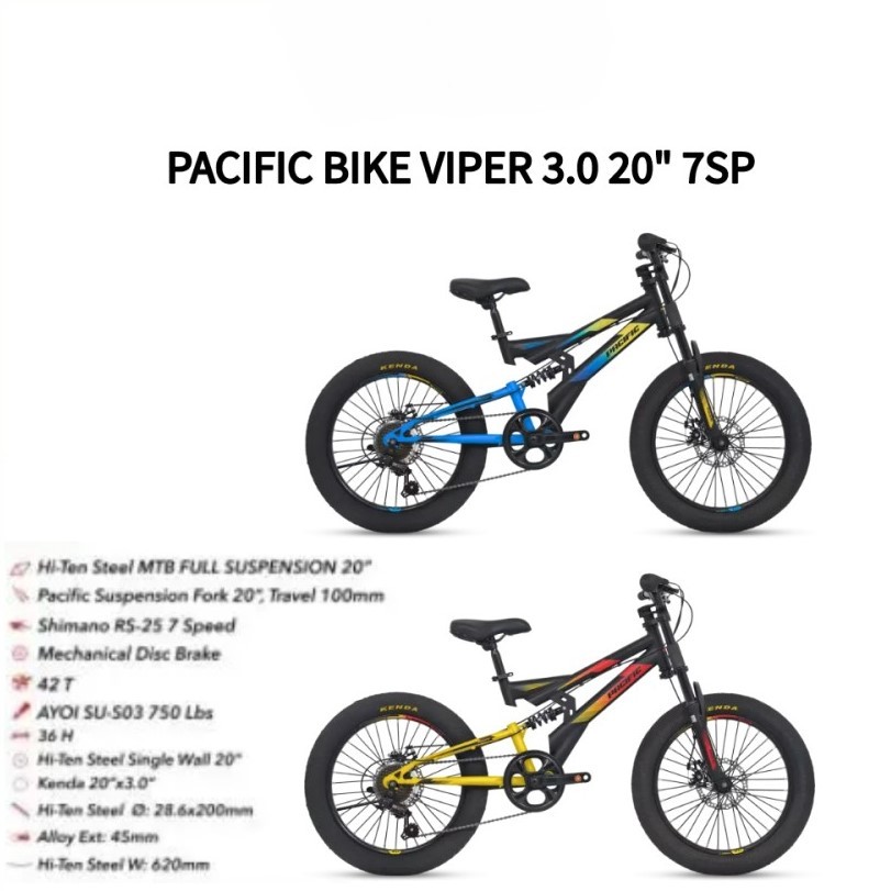 SEPEDA MTB PACIFIC BIKE VIPER 3.0 20" 7SP ST MIX