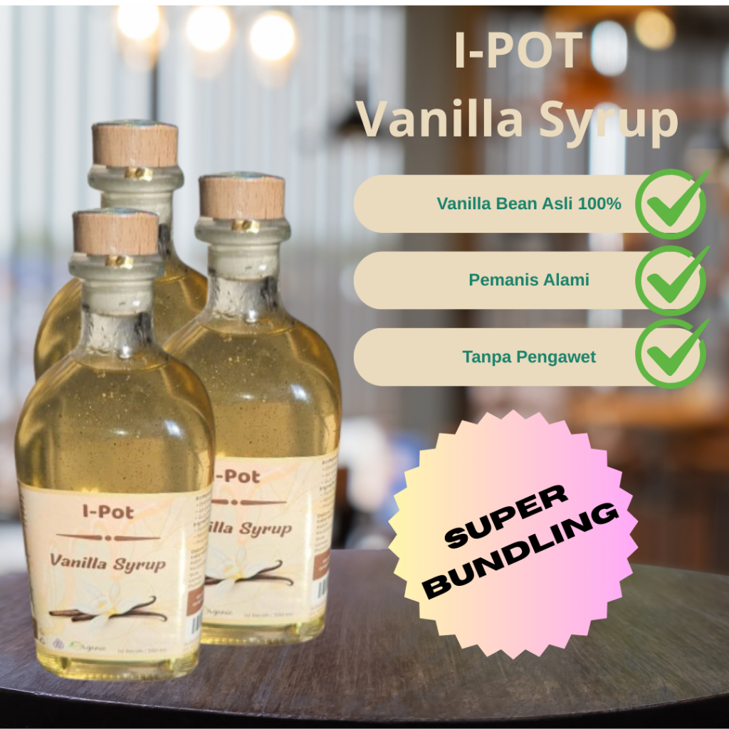 

I-POT Vanilla Syrup 3 Pcs sirup vanilla dengan vanilla bean asli dan tanpa pengawet