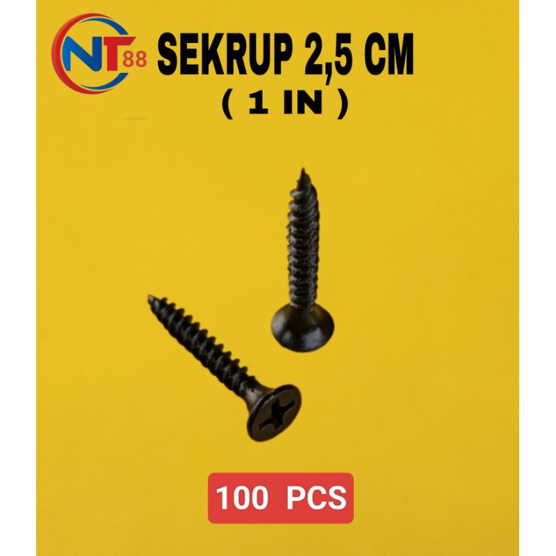 (100 Pcs) PAKU SEKRUP 1" / 1 in SKRUP GIPSUM 6×1  SEKRUP 2,5 CM VPR SEKRUP GIPSUN 1 in SEKRUP GORDEN