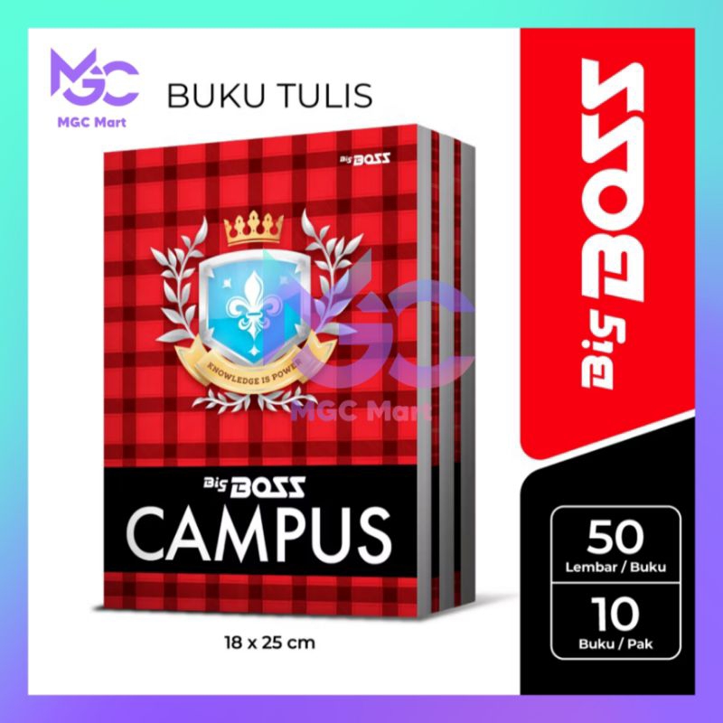

1Pak Buku Tulis BIGBOSS CAMPUS Boxi 50 Lembar (10Pcs) / Buku BigBoss Campus Merah 50lbr