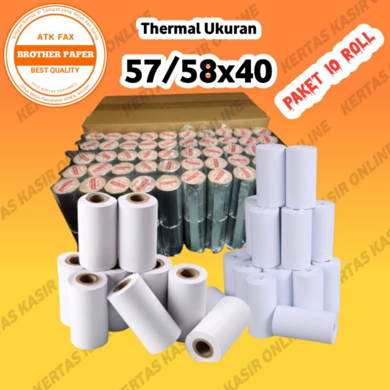 

Kertas thermal murah EDC 57/58x40 paket 10 roll