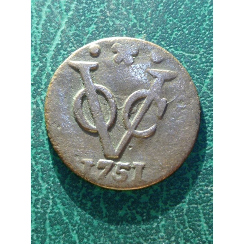 koin VOC tahun 1751asli bagus detail