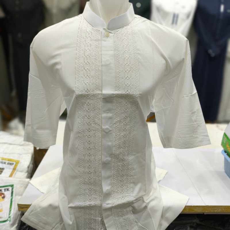 Baju Koko Al Luthfi Jumbo Putih Bw Legan Panjang Dan Pendek/Koko Jumbo Al Luthfi Kualitas Premium