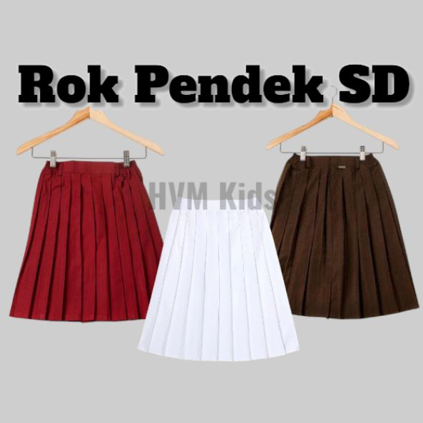 Rok Pendek Sekolah SD Perempuan Merah Putih Coklat Pramuka / Rok REMPEL Rok Seragam Sekolah SD / Rok