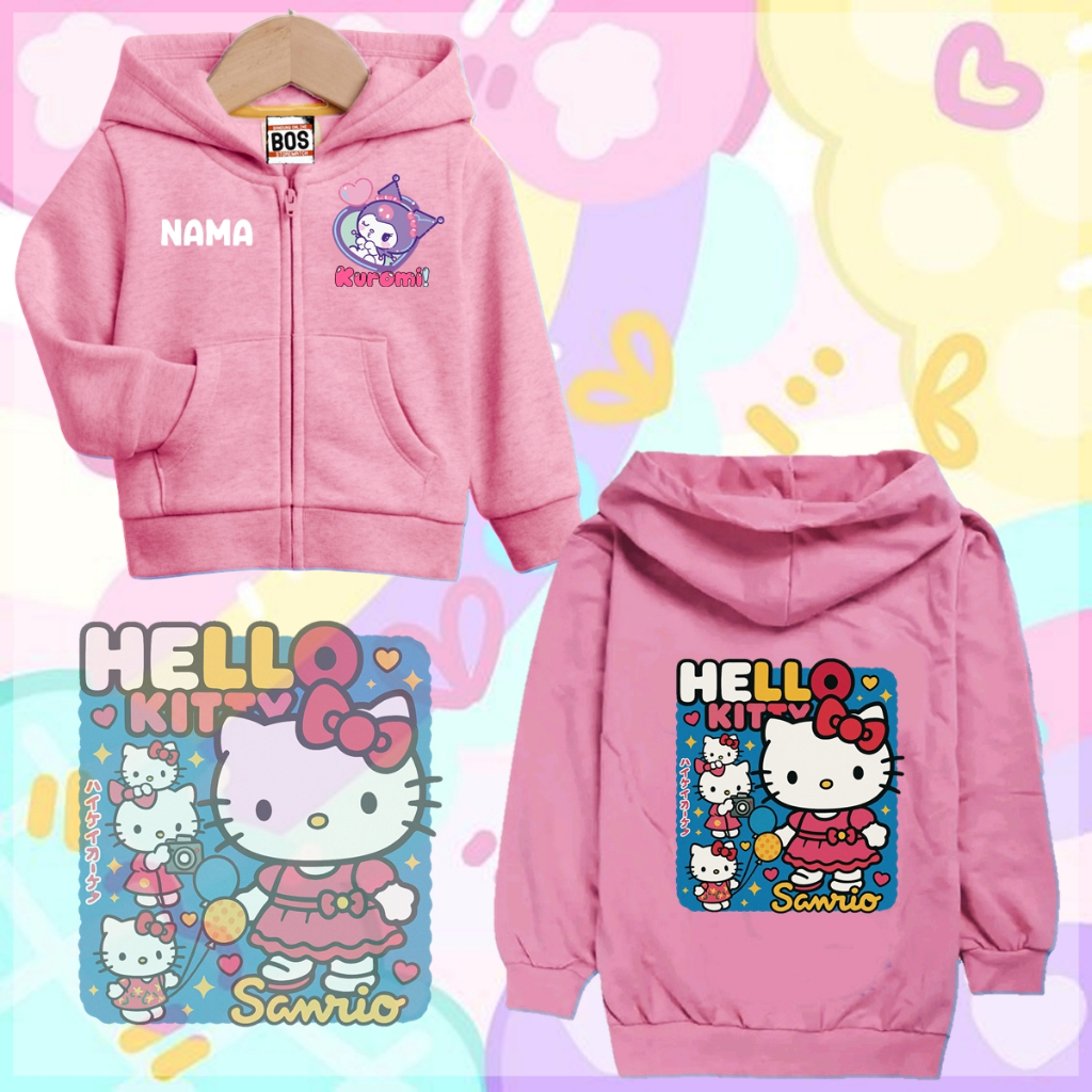 jaket anak perempuan helo kitty my melody jeket melodi kuromi cinamoroll helo kity umur 4 - 11 tahun