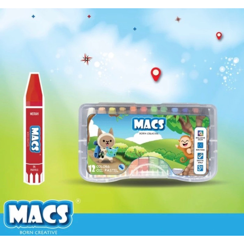 

MACS crayon oil pastels 12 warna
